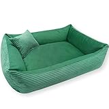4L Textil Molly Kuscheliges Hundebett Cord Hundekorb kleine Hunde Hundekissen Katzenbett Hundekörbchen Kord (60x40 cm, Grün)