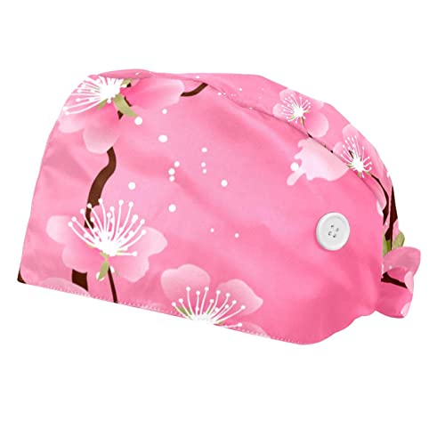 Chapeaux de travail fleurs de cerisier pour la cuisine et les soins - Duo de casquettes