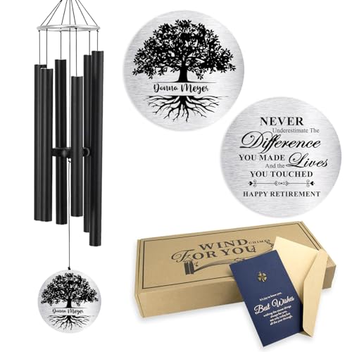 Image of Personalized Retirement Wind Chimes for Outside, 36 inch Happy Retirement Gift for Women, Men, Coworker, Colleague, Boss, Teacher, Nurse, Friend, Going Away Garden Patio Decor