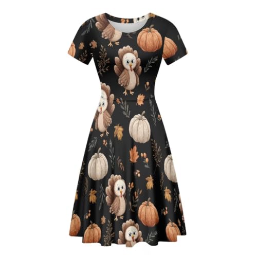 Image of Irisjudy T Shirt Dress for Women Short Sleeve Girls Short Sleeve Dress Plus Size, O Neck Knee Length Midi Dress for Ladies