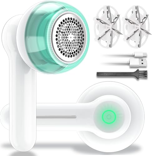 Lint Remover, Fabric Shaver Electric Bobble Remover for Clothes, USB Charging Fluff Remover Sweater Shaver with 2 Replacement Heads for Clothes Fabric