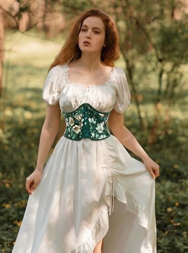 Image of Scarlet Darkness Corset Belt for Women Renaissance Lace up Corset Floral Wide Waist Belts