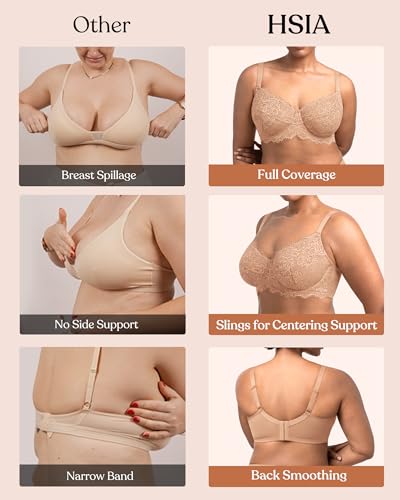 Image of HSIA Minimizer Bra for Women - Plus Size Full Coverage Lace Bra with Underwire, Non Padded