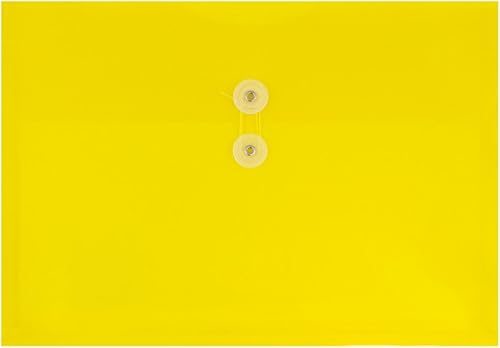 Fundas de plástico con cierre de botón y cordel para guardar documentos (12 fundas de tamaño carta), de JAM Paper, Amarillo