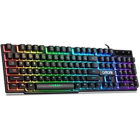 CHONCHOW Wired Gaming Keyboard for Mac PC PS5 PS4 Xbox One Gamers, RGB Backlit LED Mechanical Feel Keyboard with Multimedia Keys Number Pad, 104 Keys USB Desktop Computer Windows Keyboard (Black) Cover