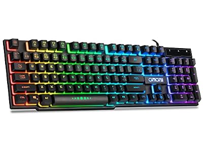 CHONCHOW Wired Gaming Keyboard for Mac PC PS5 PS4 Xbox One Gamers, RGB Backlit LED Mechanical Feel Keyboard with Multimedia Keys Number Pad, 104 Keys USB Desktop Computer Windows Keyboard (Black)