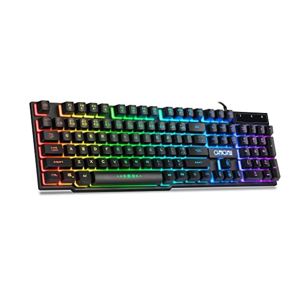 CHONCHOW Wired Gaming Keyboard for Mac PC PS5 PS4 Xbox One Gamers, RGB Backlit LED Mechanical Feel Keyboard with Multimedia Keys Number Pad, 104 Keys USB Desktop Computer Windows Keyboard (Black)