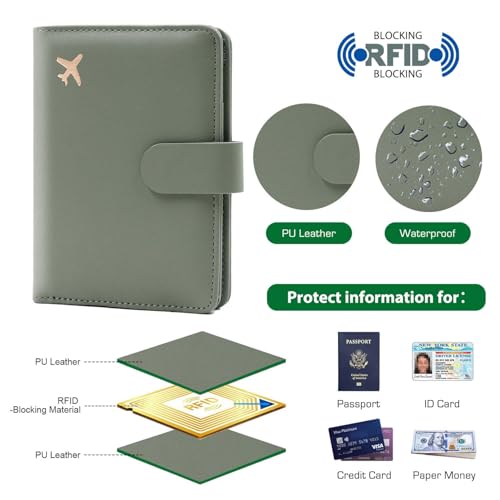 Image of Melsbrinna Premium Leather Passport Holder Covers Case, Waterproof Rfid Blocking Travel Wallet Passport Holder with Pen Holder, Cute Passport Book for Women /Men