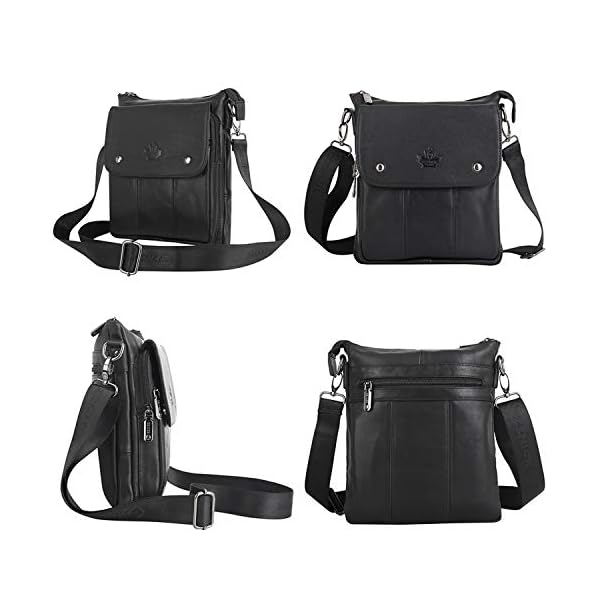 ZZNICK Genuine Leather Messenger Bag, Sling Bag Crossbody Shoulder Bags for Travel Work Business (Black-2303) - Image 6