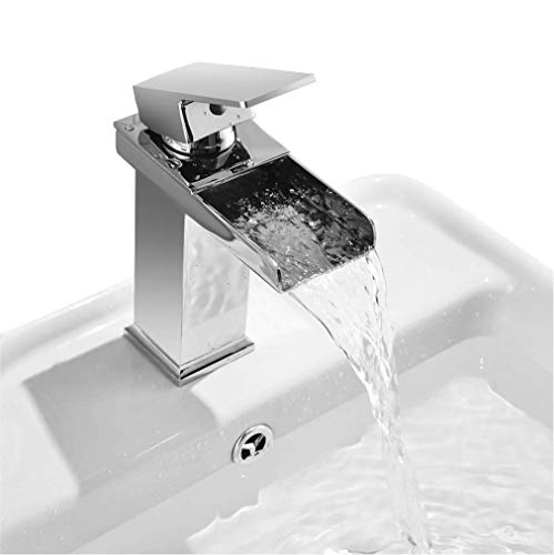 Dpower Waschbeckenarmatur Waschbecken Wasserhahn Chrom Quadrat Wasserfall Wasserhahn für Badezimmer