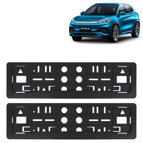 Image of KINGSWAY ATTO 3 Car Number Plate Frames for All 2022 Onwards Models of BYD Car Registration Plate Holders, Black Licence Plate Covers (Front and Rear), Universal Size 51.5 x 14.5 cm