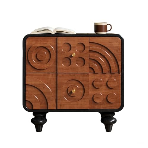 Mesita de noche de madera maciza con almacenamiento, mesa auxiliar vintage con 2 cajones, estilo rústico para dormitorio, sala de estar, oficina