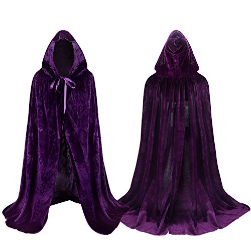 Proumhang Lungo Mantello con Cappuccio in Velluto Bambino Costume Halloween Carnevale Natale Capo Masquerade Viola