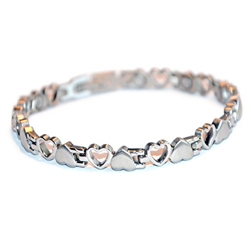 Bracelet magnétique cœur Coracao argenté en taille S à XL pour femme