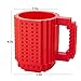 BOMENNE Build-on Brick Mug,Funny Novelty Coffee Mug, Creative DIY Building Blocks Cup,Birthday Party Cups For Kids,Unique Gifts For Christmas,Red