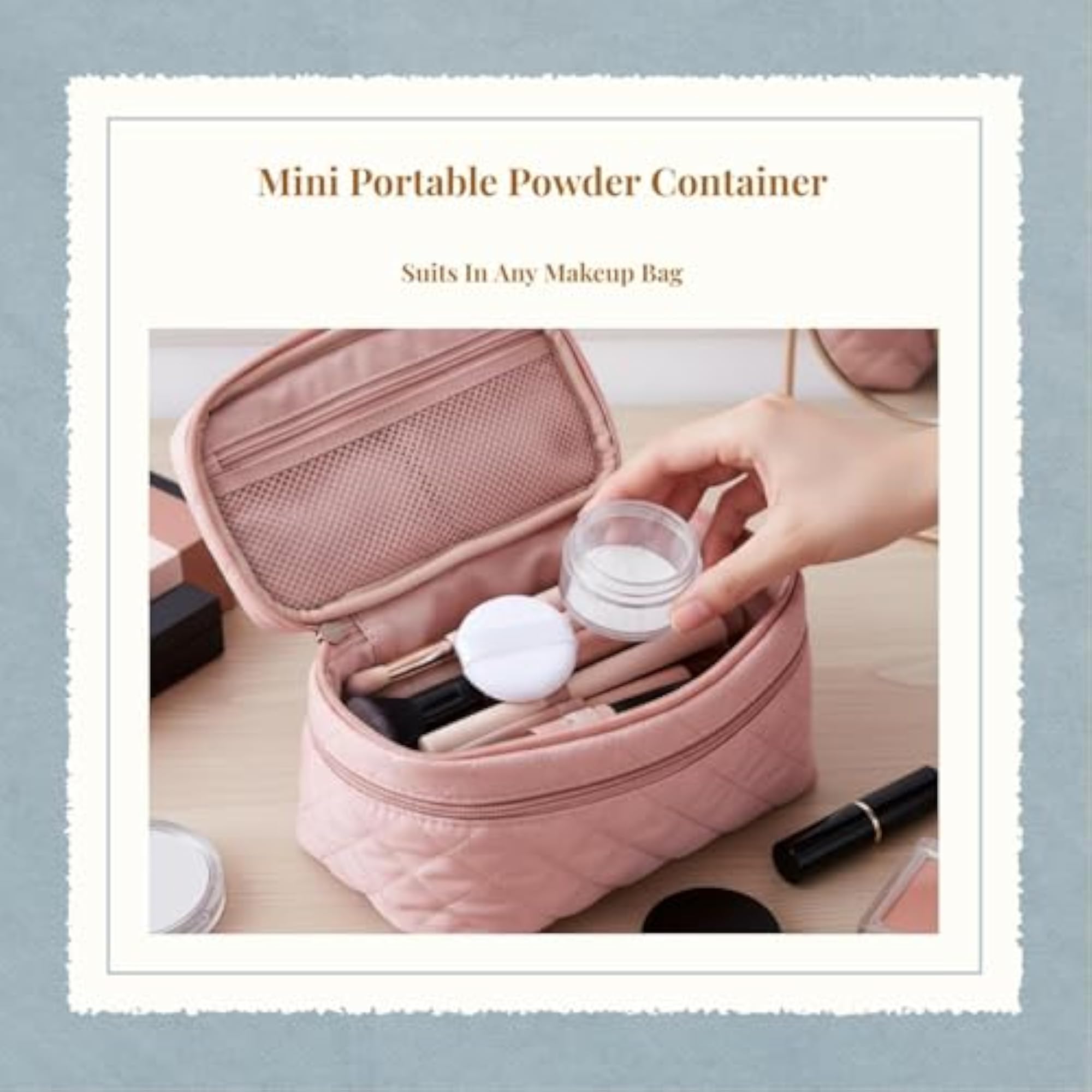 Mini Portable Loose Powder Container, Travel Makeup Pad Box