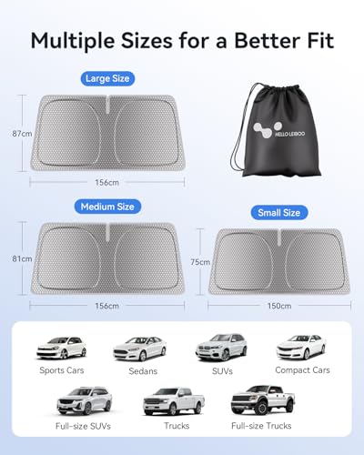 helloleiboo Graphene Windshield Sun Shade for SUVs and Most Mid-Size Sedans, 99% UV Blocki - image 7