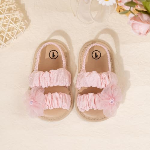 Image of Meckior Infant Baby Girls Boys Summer Sandals Open Toe Lace Princess Dress Wedding Flats Shoes Newborn Toddler Soft Non-slip Sole First Walker Crib Shoes