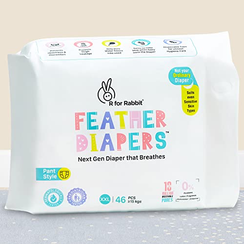 R for Rabbit XXL Size Baby Premium Feather Diaper for Baby 15+ kgs (46 Pack Offer)