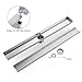 DESFAU Tile Insert Linear Shower Drain,24-Inch Brushed Nickel Shower Floor Drain,Anti-Corrosion SUS304 Stainless Steel Shower Floor Drain with Removable Cover
