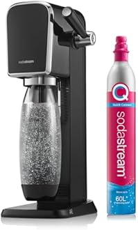 SodaStream - Art Sparkling Water Maker, Retro Design, Quick Connect CO2 system, Includes 60L Gas Cylinder, BPA-Free 1L Bottle, Black