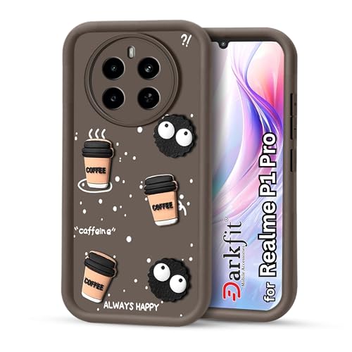 Image of Back Case Cover Compatible with Realme P1 Pro 5G | Cute Fun Cartoon Ball 3D Coffee Silicone Case | Body Protection | Camera Protection | Shock Proof | Color Brown | Pack of 1