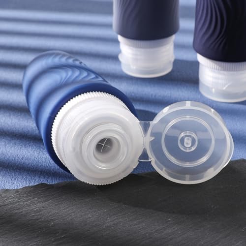 Travel Bottles for Toiletries, TSA -Approved 3oz Portable Bottles, BPA-Free Leak Proof Squeezable Silicone Size Containers, Travel Accessories with Clear Toiletry Bag (4 Pack)2