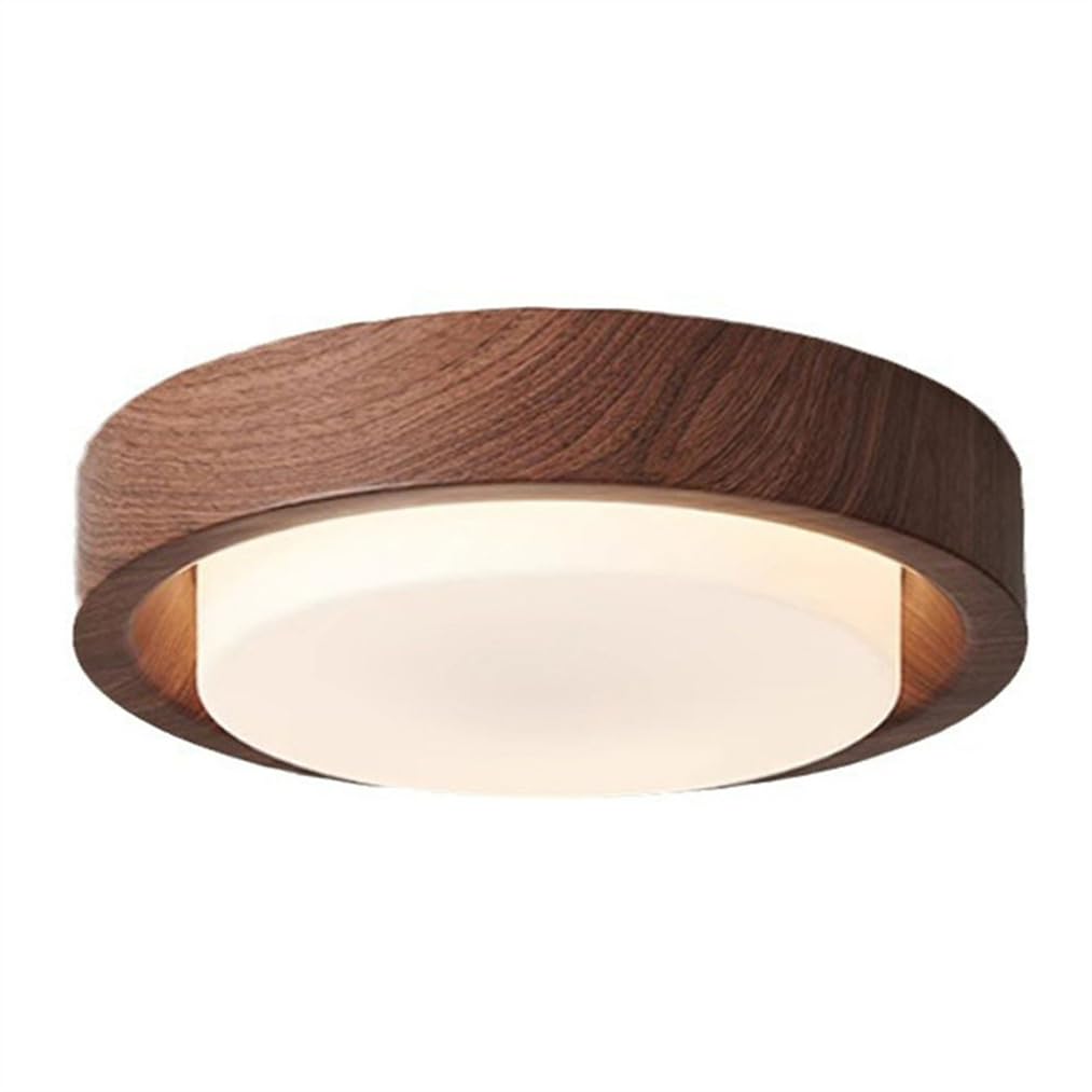 LYMSXAZOU Wood Grain LED Ceiling Lights for Kids Room Flush Mount - 3000K Warm Light Fixtures 18.9" Circle Kitchen Lighting Fixture with Acrylic Lampshade Bedroom Dining Laundry Room, Dimmable