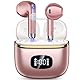 Bluetooth Kopfhörer, Kopfhörer Kabellos Bluetooth 5.3 mit 4 ENC Noise Cancelling Mic, kopfhörer kabellos HiFi Stereo, LED-Anzeige, 40 std Spielzeit, In Ear Ohrhörer für Arbeit Spiel Sport, Roségold