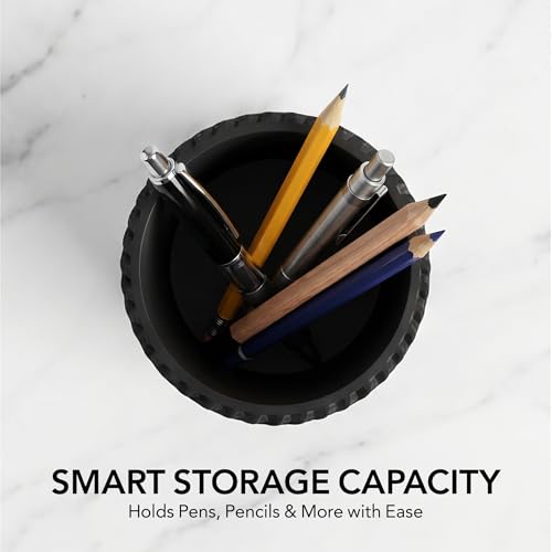 Image of Pen stand for table, aesthetic pen stand for office table stylish, pen holder for desk, pencil holder, office desk organizer, Study accessories penstand for men women kids items (Black, Wavy)