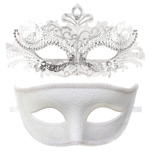 Image of Coddsmz Couple Masquerade Mask Set - Venetian & Mardi Gras Mask for Women & Men