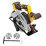 Akku-Handkreissäge für Dewalt 18V 20V Akku, 185 mm, 5000 U/min, Bürstenlose Elektrische Kreissäge mit Laserführung, 2 Sägeblätter (24T & 40T), 0-45° Schrägschnitt, max. 57 mm Schnitttiefe