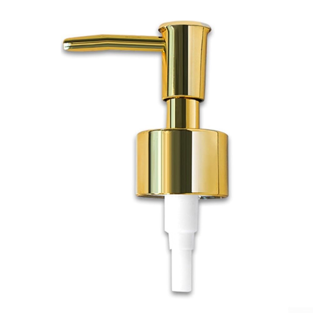 Cabezal dispensador de jabón para cocina y baño, rosca 28/400, carcasa de metal con dispensador suave para botellas de loción (dorado)