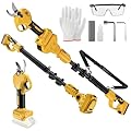 2 IN 1 Electric Pruning Shears Cordless with Pole for Dewalt 20V MAX Battery, 14Ft Reach, 1.2" Cutting Diameter, Brushless Motor Tree Pruner - for Gardening (No Battery)
