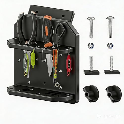 EDSRDPLT 45 Degree Boat Track System Tool Holder Marine Tackle Rack Bait Lure Knife & Plier Rig Holder - Compatible for Versatrack/Lund Sport Track.