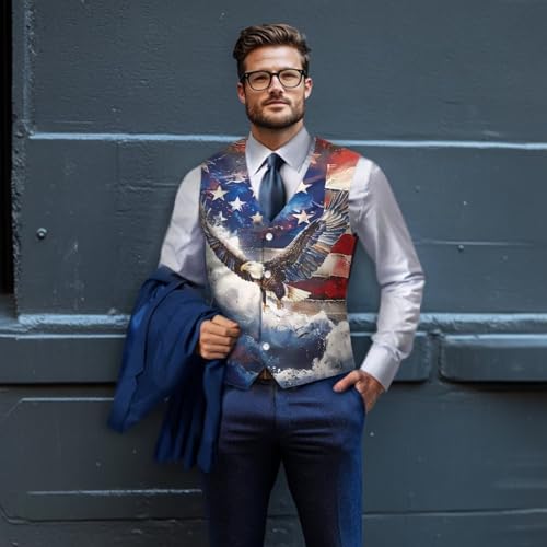 Suit Vest for Men V-Neck Button up Waistcoat with Back Belt3