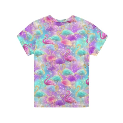 Image of ENLACHIC Girls Teens Pink Flamingo Printed Summer Short Sleeve T-Shirts Cute 3-16 Years