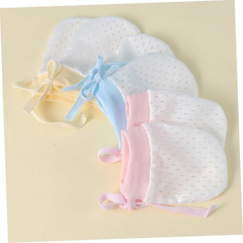 4Pairs Newborn Scratching Gloves Summer Mittens Ice Silk Yellow Soft Skin Friendly Grasping Protection4