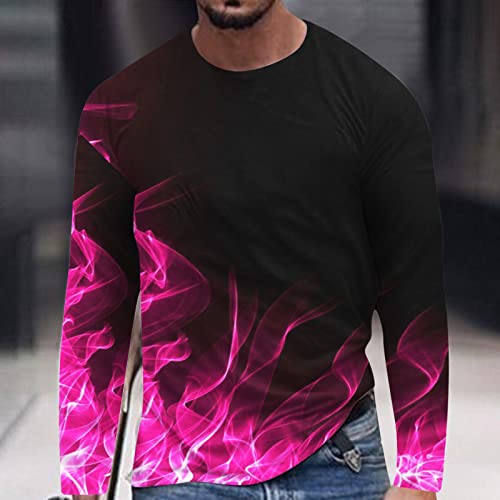Muscularfit Tee Shirts Mens Big and Tall Long Sleeve Causal Pullover Fashion 3D Flame Print Graphic Tees Crewneck Sweatshirts2