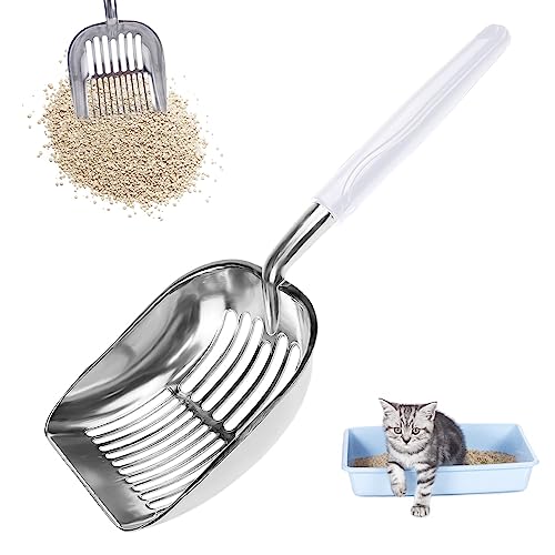 GmeDhc Pala para Arenero de Gatos, Metal Recogedor de Arena para Gatos, Duradero Cuchara de Arena para Gatos, Fuerte Agarre Tamizar Pala para Mascota Gatito Canino