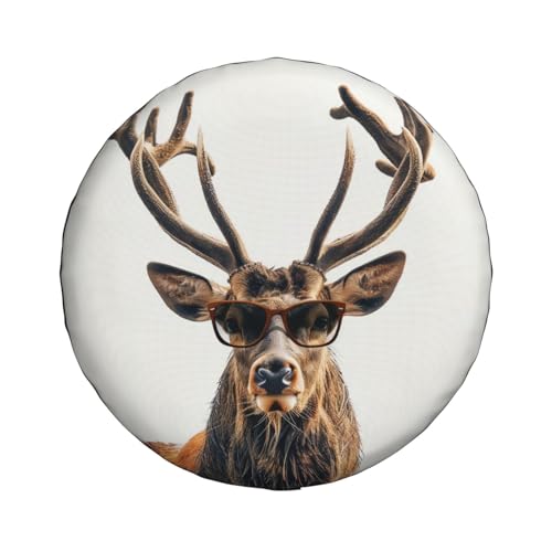 Image of Deer Spare Tire Cover Wheel Protectors Weatherproof Deer Pattern Wheel Covers Universal Fit for Trailer RV SUV Truck Camper Travel Trailers Accessories 15 Inch