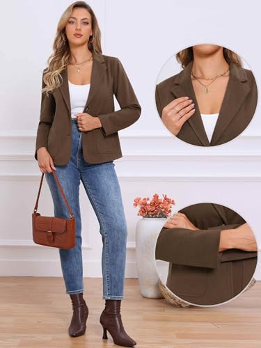 Allegra K Blazer for Women's Notched Lapel Long Sleeve Vintage Casual Business Work Office Suit Jackets with Pocket2