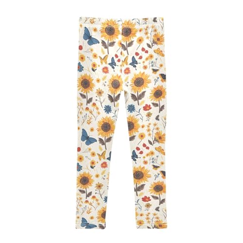 KLL Autumn Sunflowers and Butterflies Cartoon Toddler Girls Cotton Pants Comfortable High Waisted Athleisure Pants Gym2
