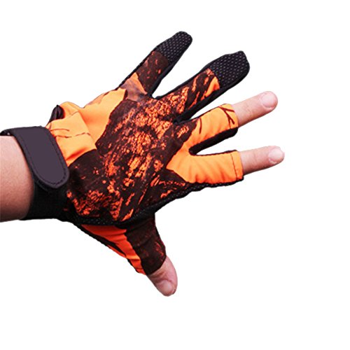 Futaba 3 Cut Finger Anti Slip Camouflage Fishing Glove - Orange - Pack of two