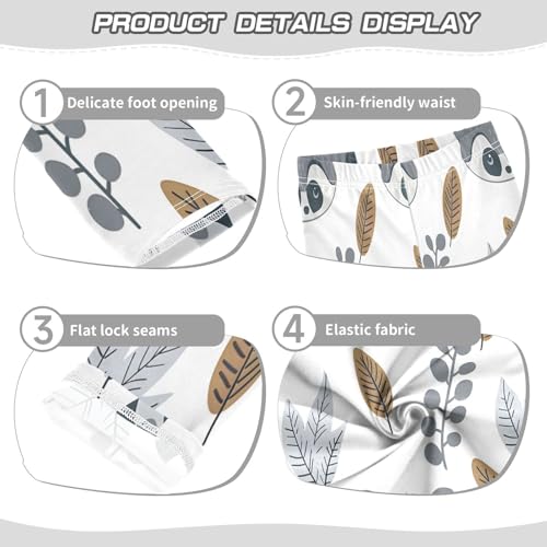 Bolaz Toddler Girls Leggings Printed Yoga Pants Leggings Little Raccoon Small Leaves for Kids3