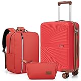 Eeeza Carry On Luggage Set 22x14x9 Airline Approved Luggage Sets 3 Piece,Suitcases with Wheels,ABS Hard Case Luggage with TSA Lock Spinner Wheels(20 Inch,BP/TB)