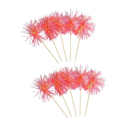 SLXLYH 10 palitos de madera para tartas, coloridos adornos de oropel para cumpleaños, bodas, celebraciones, proyectos de manualidades para niños, accesorios para tartas
