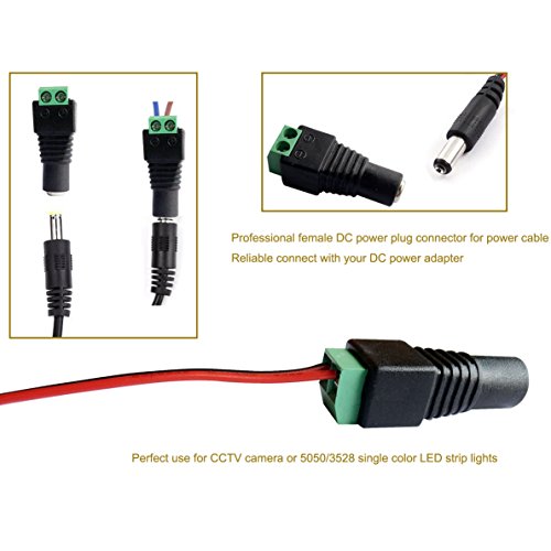 10 Male and 10 Female 12v DC Power Jack Adapter Connector for Led Strip CCTV Camera