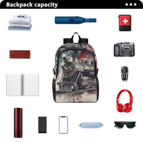 AIXIWAWA Lightweight Hiking Backpack Vintage Train Print, Foldable Waterproof Daypack for Camping Travel2