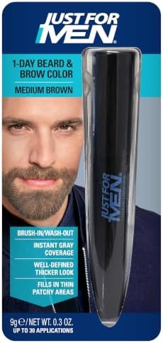 JUST FOR MEN 1-Day Beard & Brow Color, Temporary Color, Medium Brown